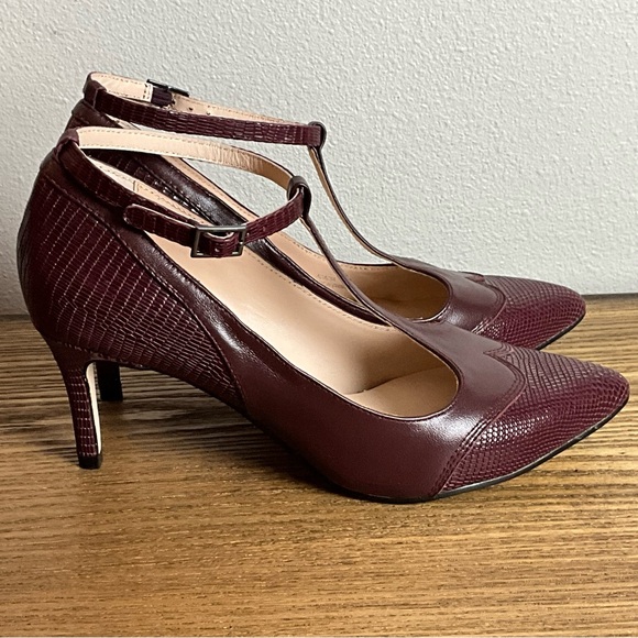 Sacha London Acacia Bordo T-Strap Heels, New in Box - Picture 2 of 8
